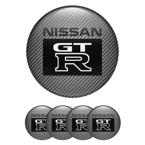 Nissan GTR Stickers for Wheels Center Caps Carbon Effect Rectangle Logo