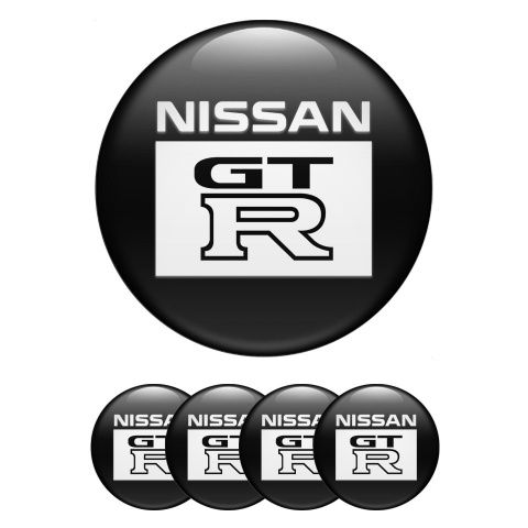 Nissan GTR Emblem for Center Wheel Caps Black Base Rectangle Edition