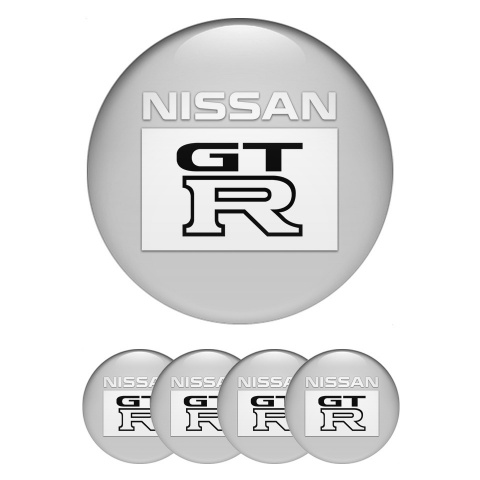 Nissan GTR Silicone Stickers for Center Wheel Caps Grey Base Rectangle Logo