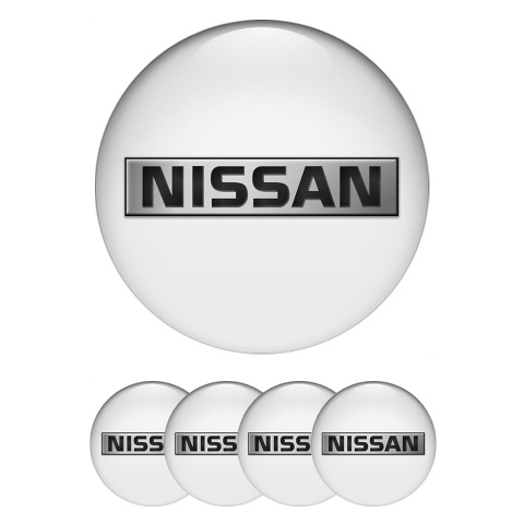 Nissan Emblem for Center Wheel Caps White Base Metallic Logo Design