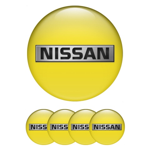 Nissan Emblems for Center Wheel Caps Yellow Base Metallic Logo Motif