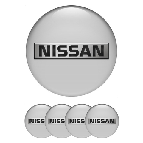 Nissan Wheel Stickers for Center Caps Grey Base Metallic Logo Motif