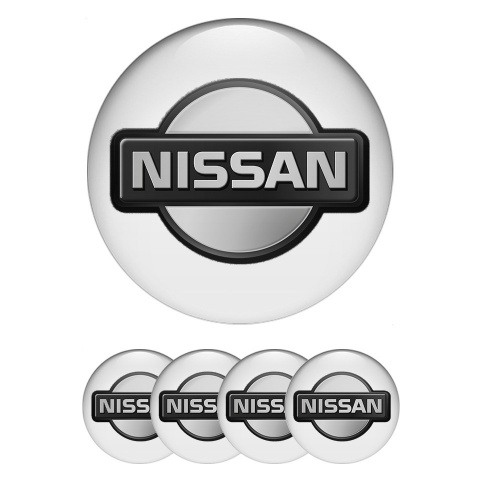 Nissan Emblem for Wheel Center Caps White Fill Polished Circle Logo