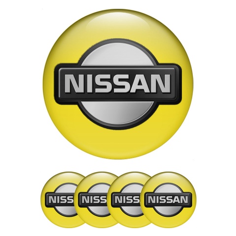 Nissan Center Wheel Caps Stickers Yellow Color Polished Circle Logo