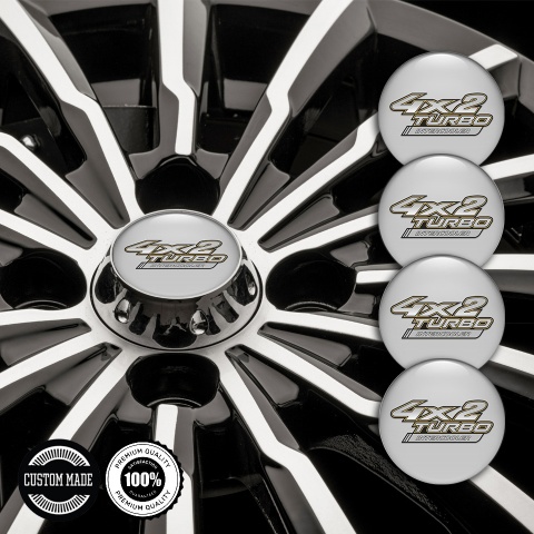 Toyota Emblems for Center Wheel Caps Grey Base Metallic Logo Turbo Edition