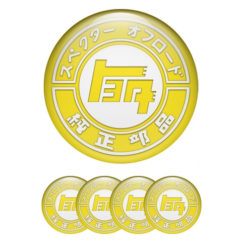Toyota Wheel Emblem for Center Caps Yellow Base White Off Road Logo
