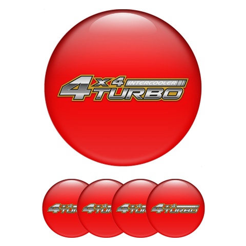 Toyota Wheel Stickers for Center Caps Red Fill Off Road Turbo Logo Edition