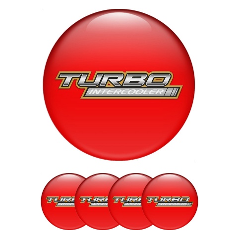 Toyota Wheel Stickers for Center Caps Red Fill Silver Turbo Intercooler Design