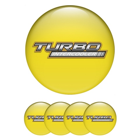 Toyota Stickers for Center Wheel Caps Yellow Fill Silver Turbo Intercooler Motif