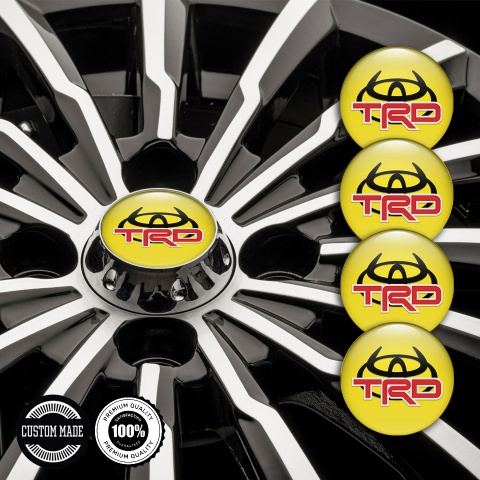 Toyota TRD Center Wheel Caps Stickers Yellow Base Red Evil Logo