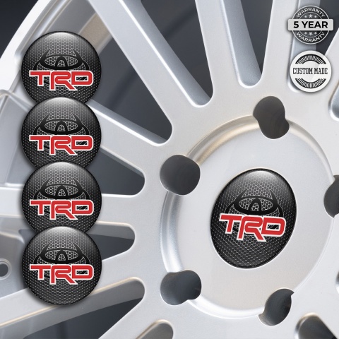 Toyota TRD Center Caps Wheel Emblem Steel Grate Red Evil Logo Design