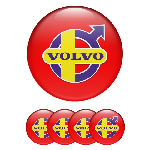 Volvo Wheel Emblem for Center Caps Red Fill Purple Yellow Logo Design