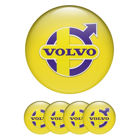 Volvo Stickers for Wheels Center Caps Yellow Fill Purple Yellow Logo Design