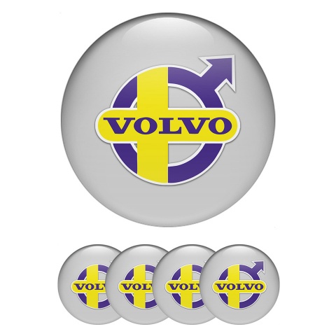 Volvo Emblem for Wheel Center Caps Grey Base Purple Yellow Logo Edition