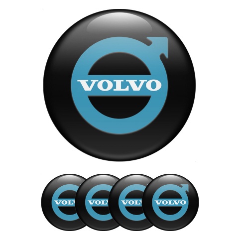 Volvo Center Caps Wheel Emblem Black Base Pastel Blue Logo Design