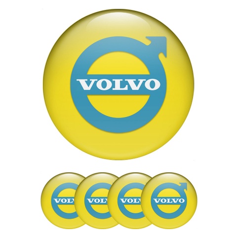 Volvo Wheel Emblem for Center Caps Center Caps Yellow Base Pastel Blue Logo