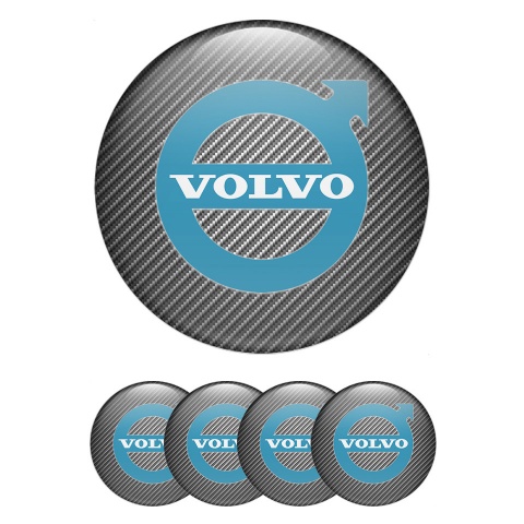 Volvo Emblem for Wheel Center Caps Carbon Texture Pastel Blue Logo Design