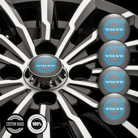 Volvo Emblem for Wheel Center Caps Carbon Texture Pastel Blue Logo Design