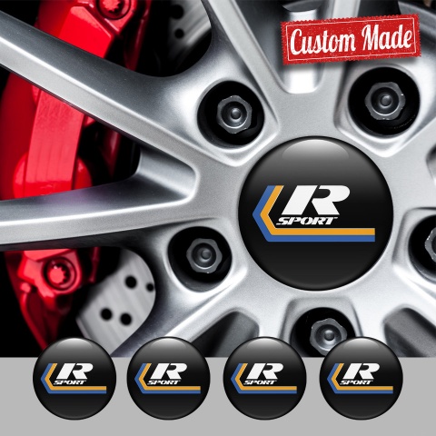 Volvo Center Wheel Caps Stickers Black Fill R Sport Logo Edition