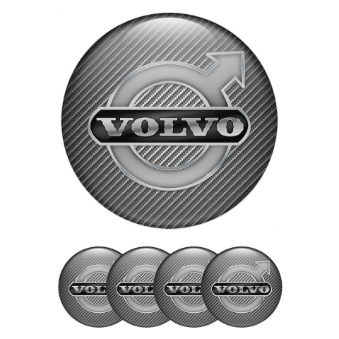 Volvo Center Caps Wheel Emblem Carbon Texture Silver Logo Design