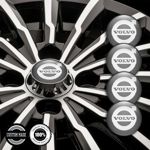 Volvo Center Caps Wheel Emblem Carbon Texture White Logo Design