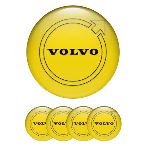 Volvo Stickers for Wheels Center Caps Yellow Base Black Contour Logo
