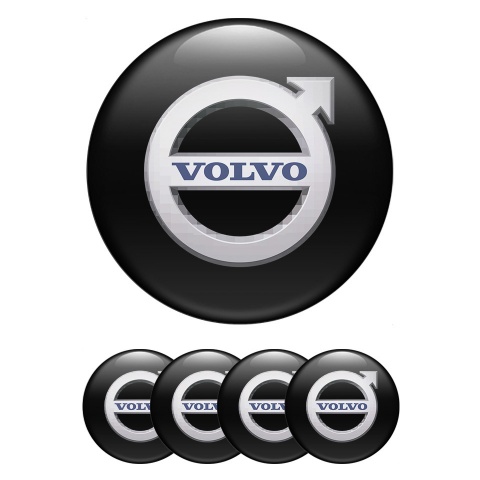 Volvo Emblem for Wheel Center Caps Black Classic Polished Logo Design