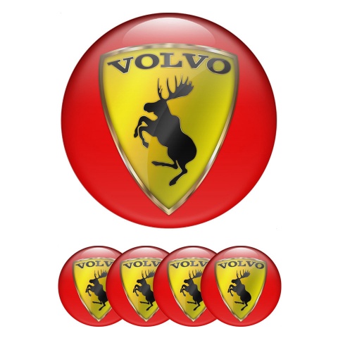 Volvo Center Wheel Caps Stickers Red Gold Shield Moose Logo Edition