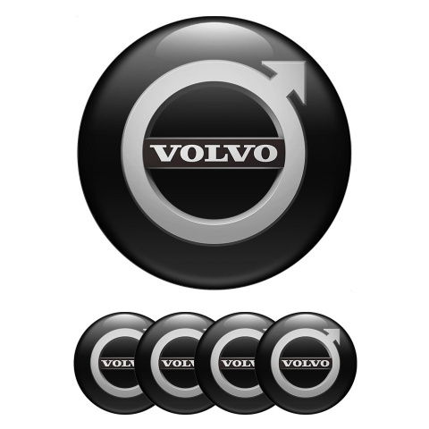 Volvo Wheel Stickers for Center Caps Black Classic Grey Logo Edition