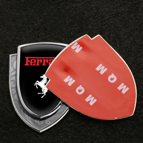 Ferrari Bodyside Emblem Self Adhesive Silver Black Red Logo White Motif