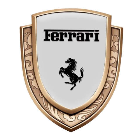 Ferrari Emblem Trunk Badge Gold Grey Fill Black Logo Edition