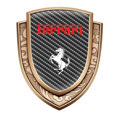 Ferrari Emblem Self Adhesive Gold Dark Carbon Red White Logo Design