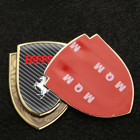 Ferrari Emblem Self Adhesive Gold Dark Carbon Red White Logo Design