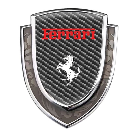 Ferrari Emblem Self Adhesive Silver Dark Carbon Red White Logo Design