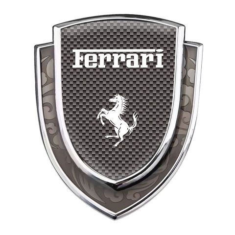 Ferrari Domed Emblem Silver Grey Carbon Effect Red White Logo Edition