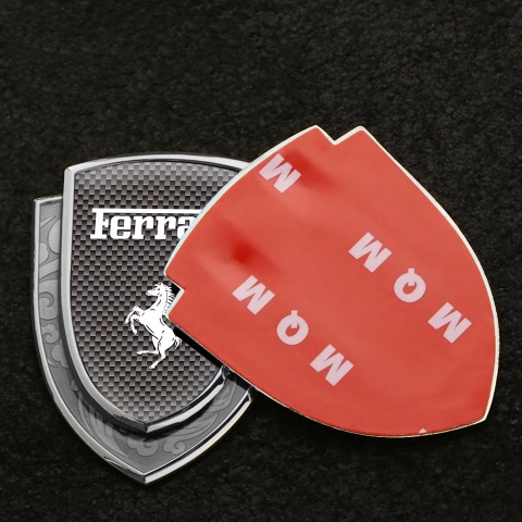 Ferrari Domed Emblem Silver Grey Carbon Effect Red White Logo Edition