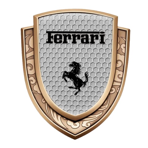 Ferrari Emblem Badge Gold Grey Honeycomb Black Logo Edition