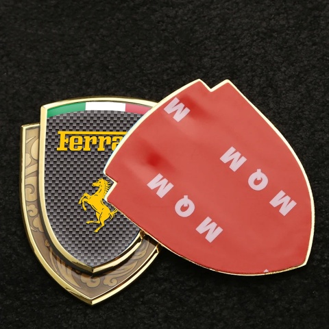 Ferrari Emblem Fender Badge Gold Grey Carbon Yellow Logo Italian Flag