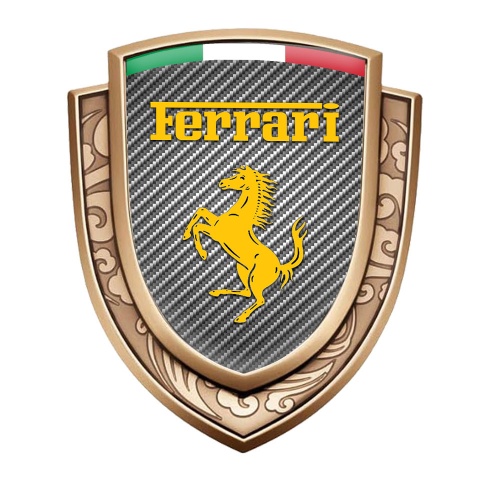 Ferrari Emblem Trunk Badge Gold Light Carbon Yellow Logo Italian Banner