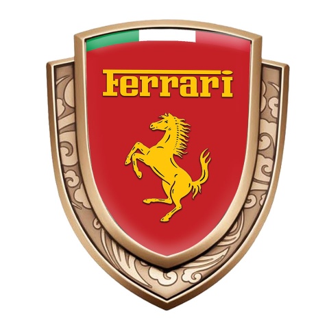 Ferrari Emblem Self Adhesive Gold Red Base Yellow Logo Italian Motif