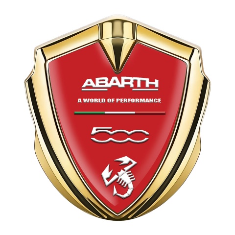 Fiat Abarth 500 Emblem Aufkleber Autozubehor Goldtonfarbe Rote Basis mit Weiss Logo Stil