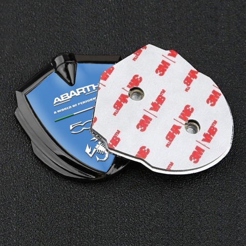 Fiat Abarth 500 Emblem Logo Schriftzug Aufkleber Graphit Tonfarbe Blau Basis mit Weiss Logo Stil