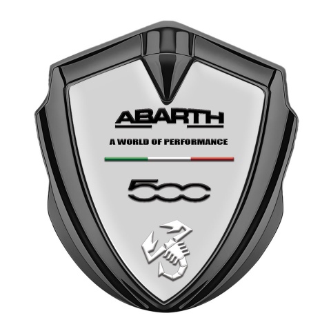 Fiat Abart 500 Seitenflugel Emblem Aufkleber Graphit Tonfarbe mit weiss Skorpion Logo