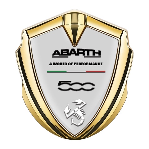 Fiat Abart 500 Seitenflugel Emblem Aufkleber Goldtonfarbe mit weiss Skorpion Logo