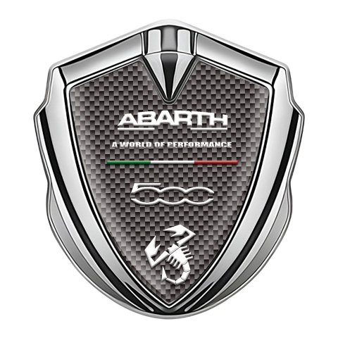 Fiat Abarth 500 Emblem Abzeichen Silbertonfarbe Braun Carbon Variante