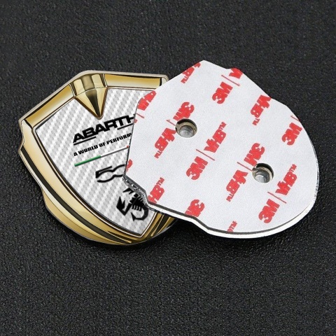 Fiat Abarth 500 Emblem Abzeichen selbstklebend Goldtonfarbe Weiss Kohlenstoff Variante