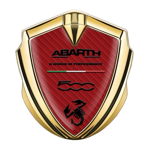 Fiat Abarth 500 Emblem Auto Zeichen Goldtonfarbe Rote Kohlenstoff Variante