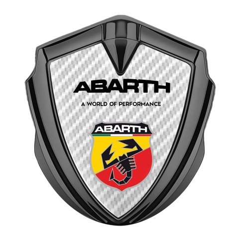 Fiat Abarth Emblem Logo Schriftzug Aufkleber Graphit Tonfarbe Weiss Carbon mit Schild Logo