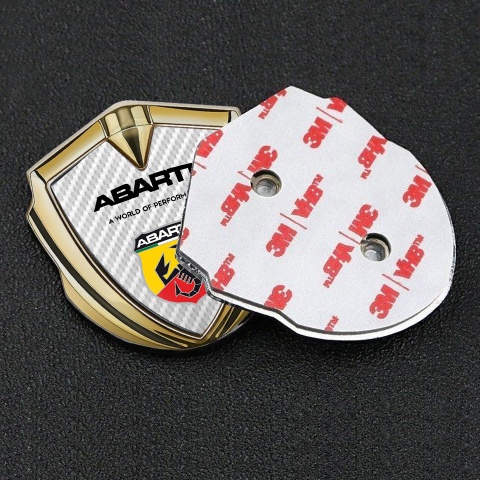 Fiat Abarth Emblem Logo Schriftzug Aufkleber Goldtonfarbe Weiss Carbon mit Schild Logo