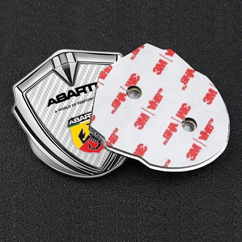 Fiat Abarth Emblem Logo Schriftzug Aufkleber Silbertonfarbe Weiss Carbon mit Schild Logo